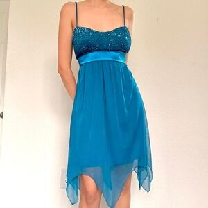 Y2K City Triangles Blue Beaded Fairy Dress